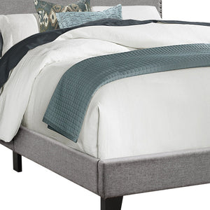 Homeroots Gray Solid And Manufactured Wood Full Upholstered Faux Leather Bed Frame Grey Solid Manufactured Wood 333294