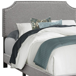 Homeroots Gray Solid And Manufactured Wood Full Upholstered Faux Leather Bed Frame Grey Solid Manufactured Wood 333294