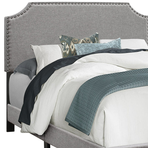 Homeroots Gray Solid And Manufactured Wood Full Upholstered Faux Leather Bed Frame Grey Solid Manufactured Wood 333294