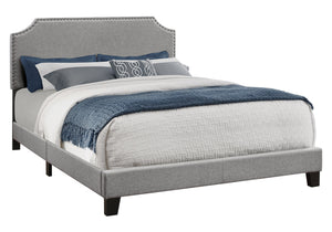 Homeroots Gray Queen Upholstered Bed Frame With Nailhead Trim Grey Foam 333295