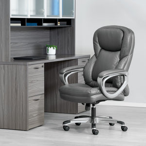 OSP Home Furnishings Exec Bonded Leather Office Chair with Lumbar Support for Executive Home Workspace ECH67707-EC42