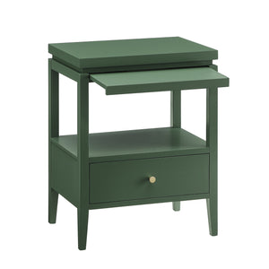 English Elm Olana Vintage Green Nightstand with Floating Top, 1 Drawer, Hidden Tray, Gold Pull & Tapered Legs B050P376962