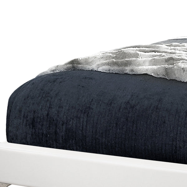 Homeroots White Solid Wood Queen Upholstered Linen Bed Frame White Foam 333314