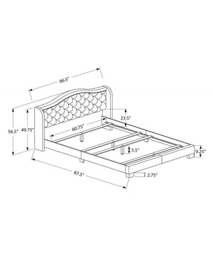 HomeRoots Light Upholstered Queen Bed Frame with Button Tufting, Nailhead Trim, and Sturdy Wood Construction Dark Grey 333319