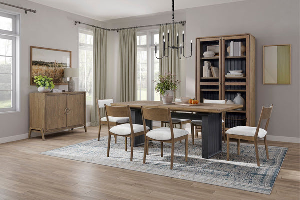 English Elm Two Door Latte Server 46" Light Brown Solid Wood+MDF Buffet Cabinet with Custom Hardware, Modern Finish B2699P238655