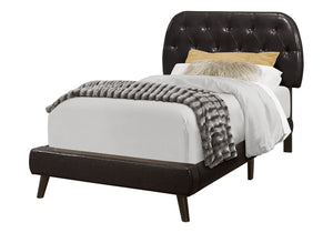 HomeRoots Brown Twin Tufted Faux Leather Bed Frame – Stylish Contemporary Platform Design for Kids’ Rooms Brown 333328