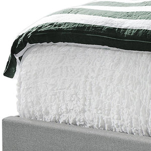 HomeRoots Gray Upholstered Queen Bed Frame with Button-Tufted Linen, Wingback Design & Nailhead Trim Style 333331