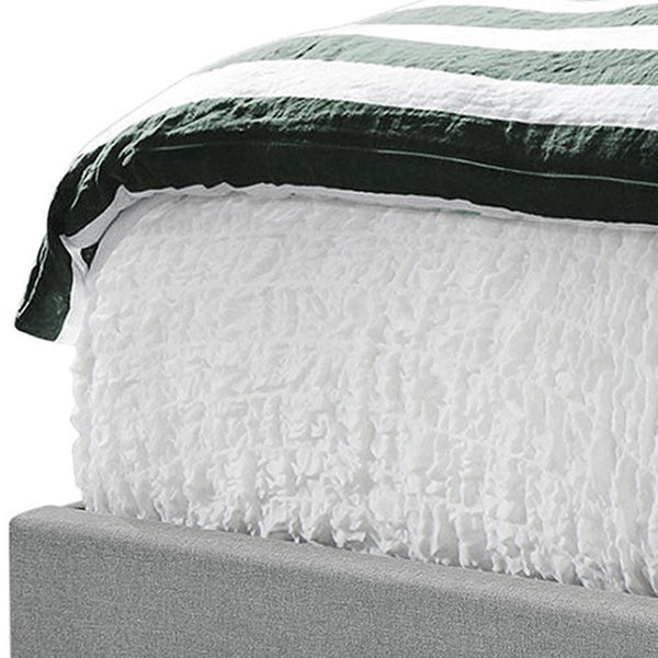 HomeRoots Gray Upholstered Queen Bed Frame with Button-Tufted Linen, Wingback Design & Nailhead Trim Style 333331