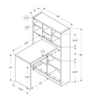 HomeRoots 38" L-Shaped Computer Desk - Modern Taupe Finish, Spacious Design with Integrated Bookcase for Productivity Dark Taupe 333347