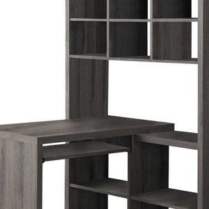 HomeRoots 38" L-Shaped Computer Desk - Modern Taupe Finish, Spacious Design with Integrated Bookcase for Productivity Dark Taupe 333347