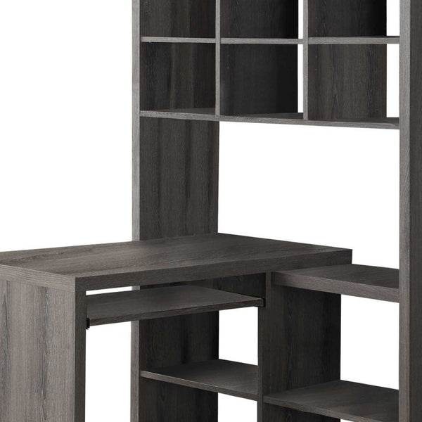 HomeRoots 38" L-Shaped Computer Desk - Modern Taupe Finish, Spacious Design with Integrated Bookcase for Productivity Dark Taupe 333347