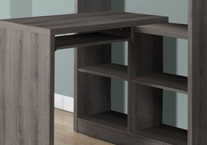 HomeRoots 38" L-Shaped Computer Desk - Modern Taupe Finish, Spacious Design with Integrated Bookcase for Productivity Dark Taupe 333347