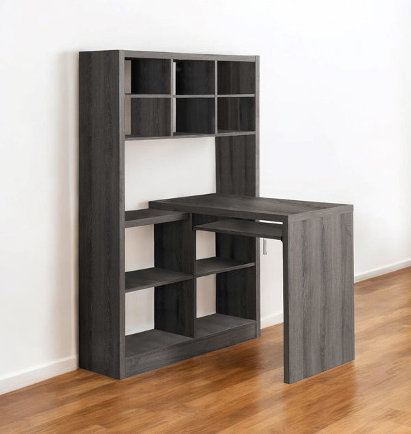 Homeroots 38" Taupe L Shape Computer Desk Dark Taupe  333347