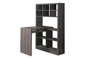 HomeRoots 38" L-Shaped Computer Desk - Modern Taupe Finish, Spacious Design with Integrated Bookcase for Productivity Dark Taupe 333347