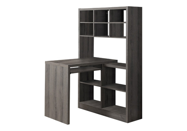 HomeRoots 38" L-Shaped Computer Desk - Modern Taupe Finish, Spacious Design with Integrated Bookcase for Productivity Dark Taupe 333347