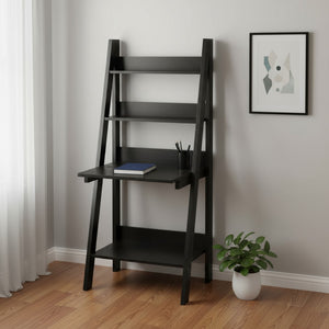 HomeRoots 19" Espresso Ladder Desk - Stylish Compact Workspace with Vertical Storage for Modern Living Spaces Cappuccino 333349