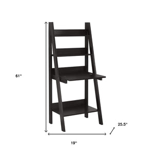 HomeRoots 19" Espresso Ladder Desk - Stylish Compact Workspace with Vertical Storage for Modern Living Spaces Cappuccino 333349