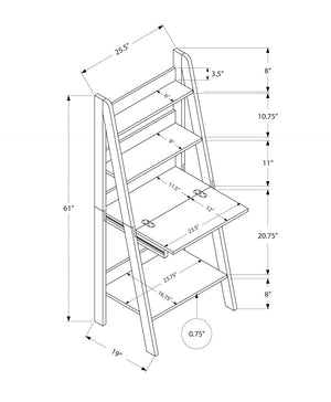 HomeRoots 19" Espresso Ladder Desk - Stylish Compact Workspace with Vertical Storage for Modern Living Spaces Cappuccino 333349