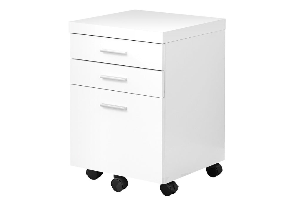 HomeRoots 25" Modern White Particle Board Filing Cabinet with 3 Drawers for Stylish Home Office Organization 333351
