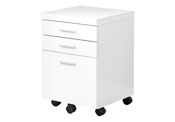 HomeRoots 25" Modern White Particle Board Filing Cabinet with 3 Drawers for Stylish Home Office Organization 333351