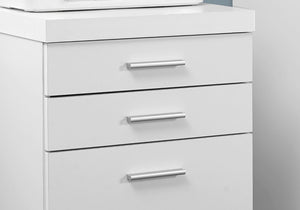 HomeRoots 25" Modern White Particle Board Filing Cabinet with 3 Drawers for Stylish Home Office Organization 333351
