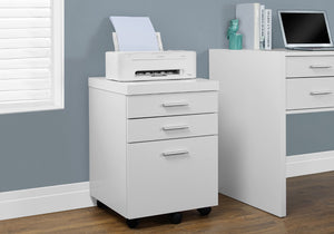 HomeRoots 25" Modern White Particle Board Filing Cabinet with 3 Drawers for Stylish Home Office Organization 333351