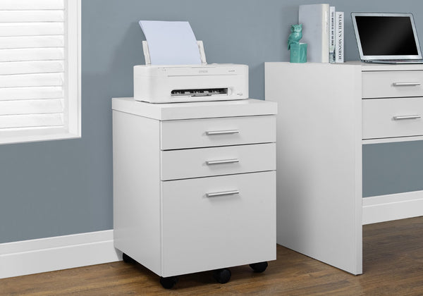 HomeRoots 25" Modern White Particle Board Filing Cabinet with 3 Drawers for Stylish Home Office Organization 333351