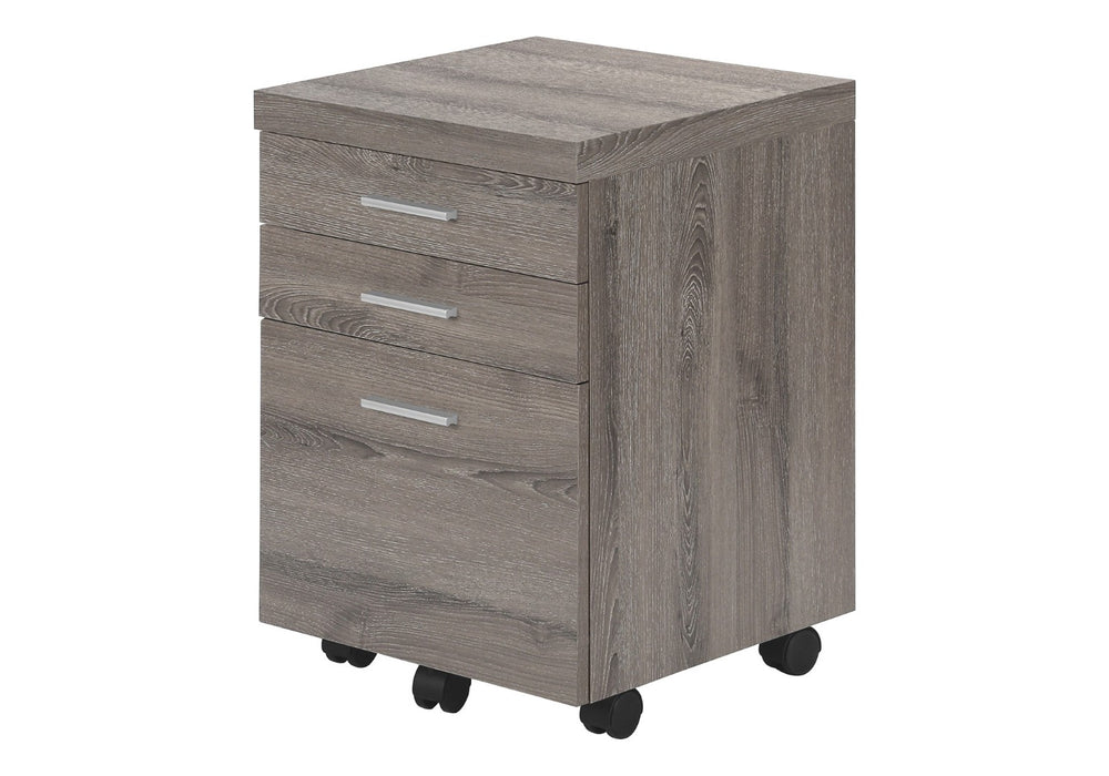 HomeRoots 25" Compact Gray Filing Cabinet – Stylish 3-Drawer Storage Solution for Home and Office Organization Dark Taupe,Black 333352