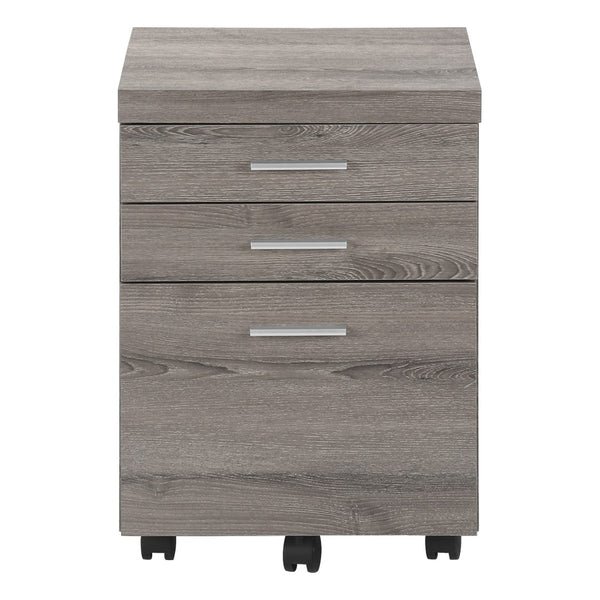 HomeRoots 25" Compact Gray Filing Cabinet – Stylish 3-Drawer Storage Solution for Home and Office Organization Dark Taupe,Black 333352