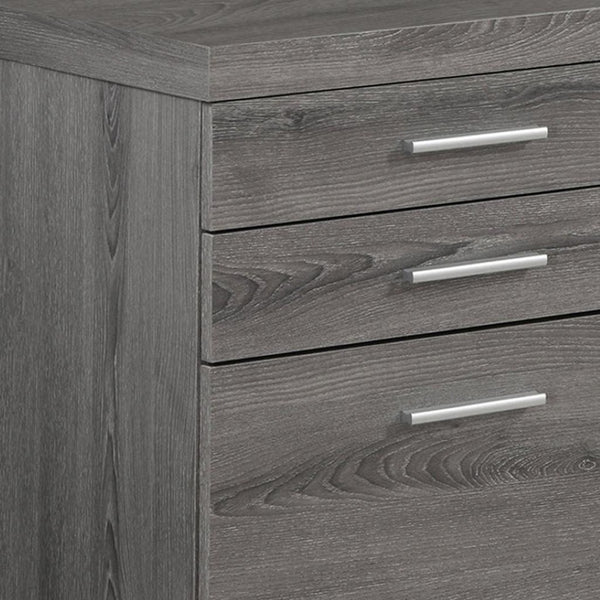 HomeRoots 25" Compact Gray Filing Cabinet – Stylish 3-Drawer Storage Solution for Home and Office Organization Dark Taupe,Black 333352