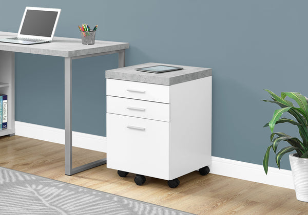 Homeroots 25.25" White Particle Board And Mdf Filing Cabinet With 3 Drawers White,Black,Grey Particleboard 333354