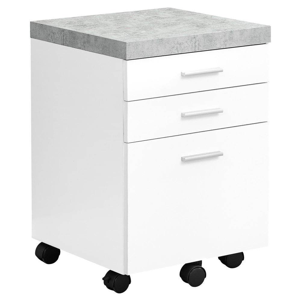 Homeroots 25.25" White Particle Board And Mdf Filing Cabinet With 3 Drawers White,Black,Grey Particleboard 333354