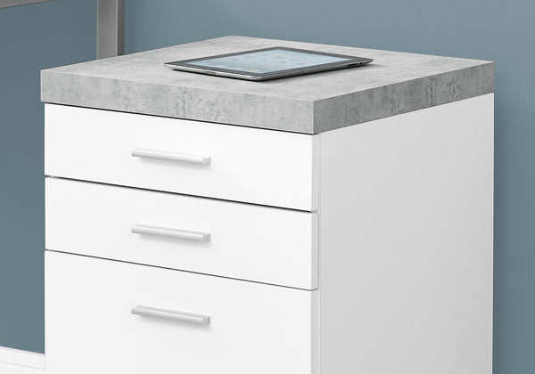 Homeroots 25.25" White Particle Board And Mdf Filing Cabinet With 3 Drawers White,Black,Grey Particleboard 333354