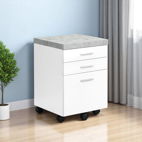 HomeRoots 25" Compact Gray Filing Cabinet – Stylish 3-Drawer Storage Solution for Home and Office Organization White,Black, Grey 333354