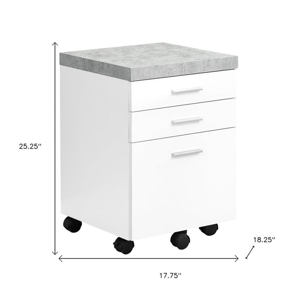 HomeRoots 25" Compact Gray Filing Cabinet – Stylish 3-Drawer Storage Solution for Home and Office Organization White,Black, Grey 333354