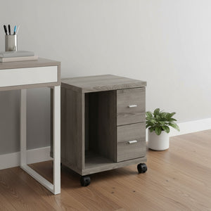 HomeRoots 17.75" Mobile Office Cabinet - Dark Taupe, Compact Design with 2 Drawers for Stylish Storage Solutions 333356