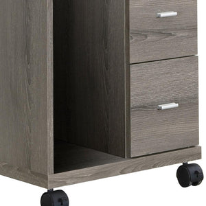 HomeRoots 17.75" Mobile Office Cabinet - Dark Taupe, Compact Design with 2 Drawers for Stylish Storage Solutions 333356