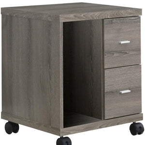 HomeRoots 17.75" Mobile Office Cabinet - Dark Taupe, Compact Design with 2 Drawers for Stylish Storage Solutions 333356