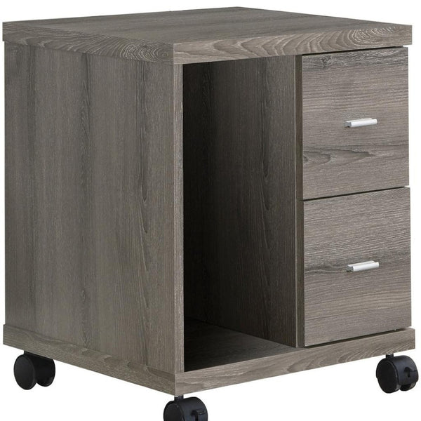 HomeRoots 17.75" Mobile Office Cabinet - Dark Taupe, Compact Design with 2 Drawers for Stylish Storage Solutions 333356