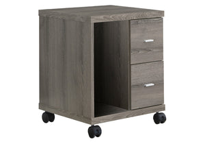 HomeRoots 17.75" Mobile Office Cabinet - Dark Taupe, Compact Design with 2 Drawers for Stylish Storage Solutions 333356