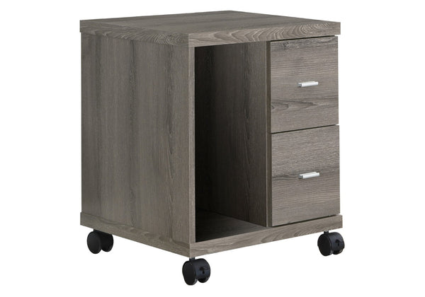 HomeRoots 17.75" Mobile Office Cabinet - Dark Taupe, Compact Design with 2 Drawers for Stylish Storage Solutions 333356