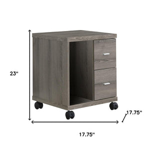 HomeRoots 17.75" Mobile Office Cabinet - Dark Taupe, Compact Design with 2 Drawers for Stylish Storage Solutions 333356