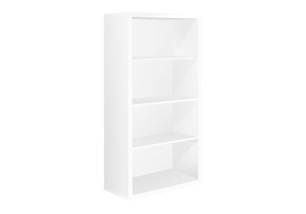 HomeRoots White Wood Four-Tier Bookcase - Stylish, Space-Saving Shelving for Modern Homes and Offices White 333357