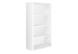 Homeroots White Wood Adjustable Four Tier Bookcase White  333357