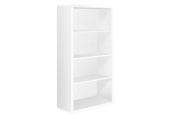 Homeroots White Wood Adjustable Four Tier Bookcase White  333357