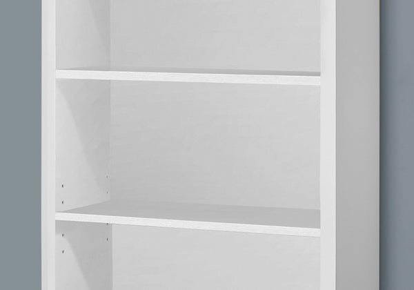 HomeRoots White Wood Four-Tier Bookcase - Stylish, Space-Saving Shelving for Modern Homes and Offices White 333357