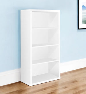 Homeroots White Wood Adjustable Four Tier Bookcase White  333357