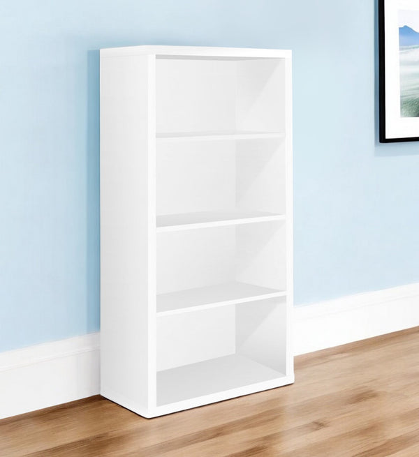 Homeroots White Wood Adjustable Four Tier Bookcase White  333357