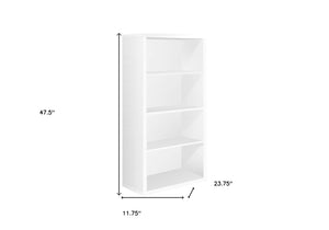 Homeroots White Wood Adjustable Four Tier Bookcase White  333357