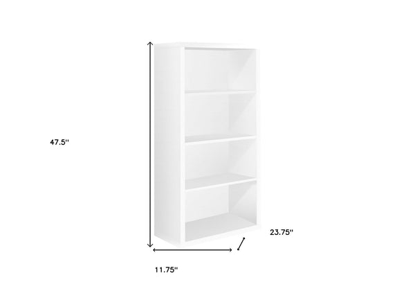 Homeroots White Wood Adjustable Four Tier Bookcase White  333357
